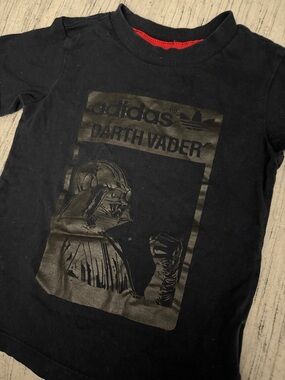 adidas Black Graphic Darth Vader Tee with Red Trim 18-24mo 100% Cotton